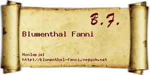 Blumenthal Fanni névjegykártya